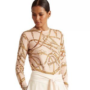 Lauren Ralph Lauren light pink & gold equestrian sweater. Soft!!!